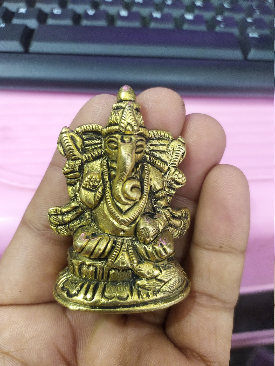 Brass Ganesh Altar Deity Ganesha Statue Travel Altar Hindu God Etsy