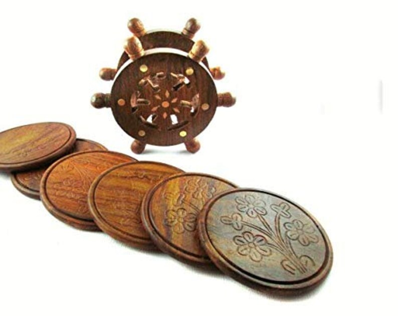 office decor Wooden Wheel Shape Coaster for Tea Coffee Dining Table Handmade tea coaster Home decor Wooden Tea Coasters