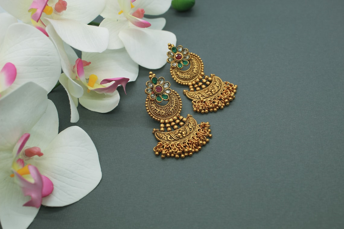 Indian Gold Plated Earrings/Earrings/Indian Earrings/Indian Etsy