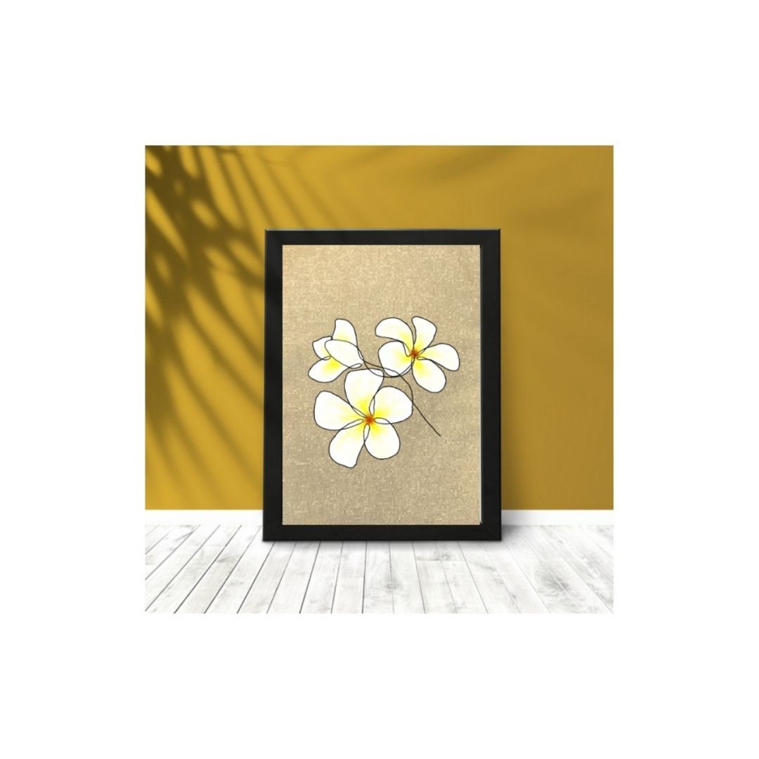 Tableau Acrylique et Broderie en Relief Fleurs de Monoï Pour Une Décoration Murale Unique Originale 