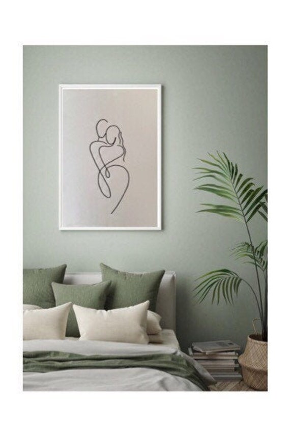 Tableau Minimaliste en Tissu et Broderie Fait Main Pour Une Décoration Murale Unique Originale