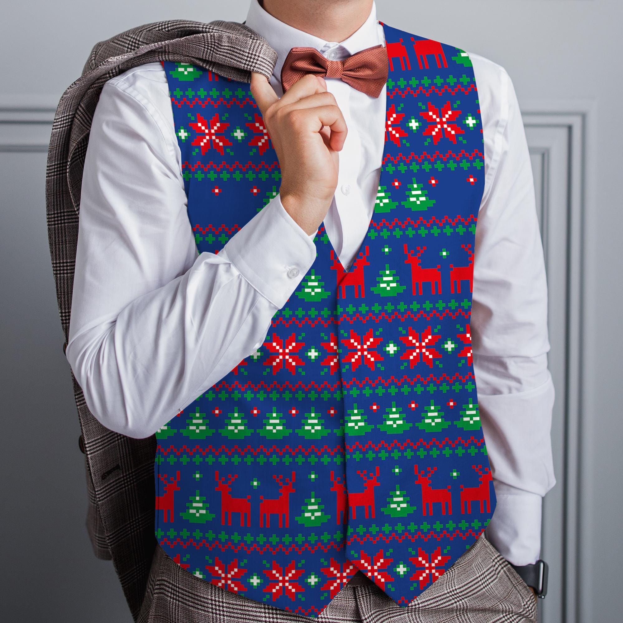 Pattern Xmas Waistcoats Christmas Novelty Costume Waistcoat, Beer - Main Image