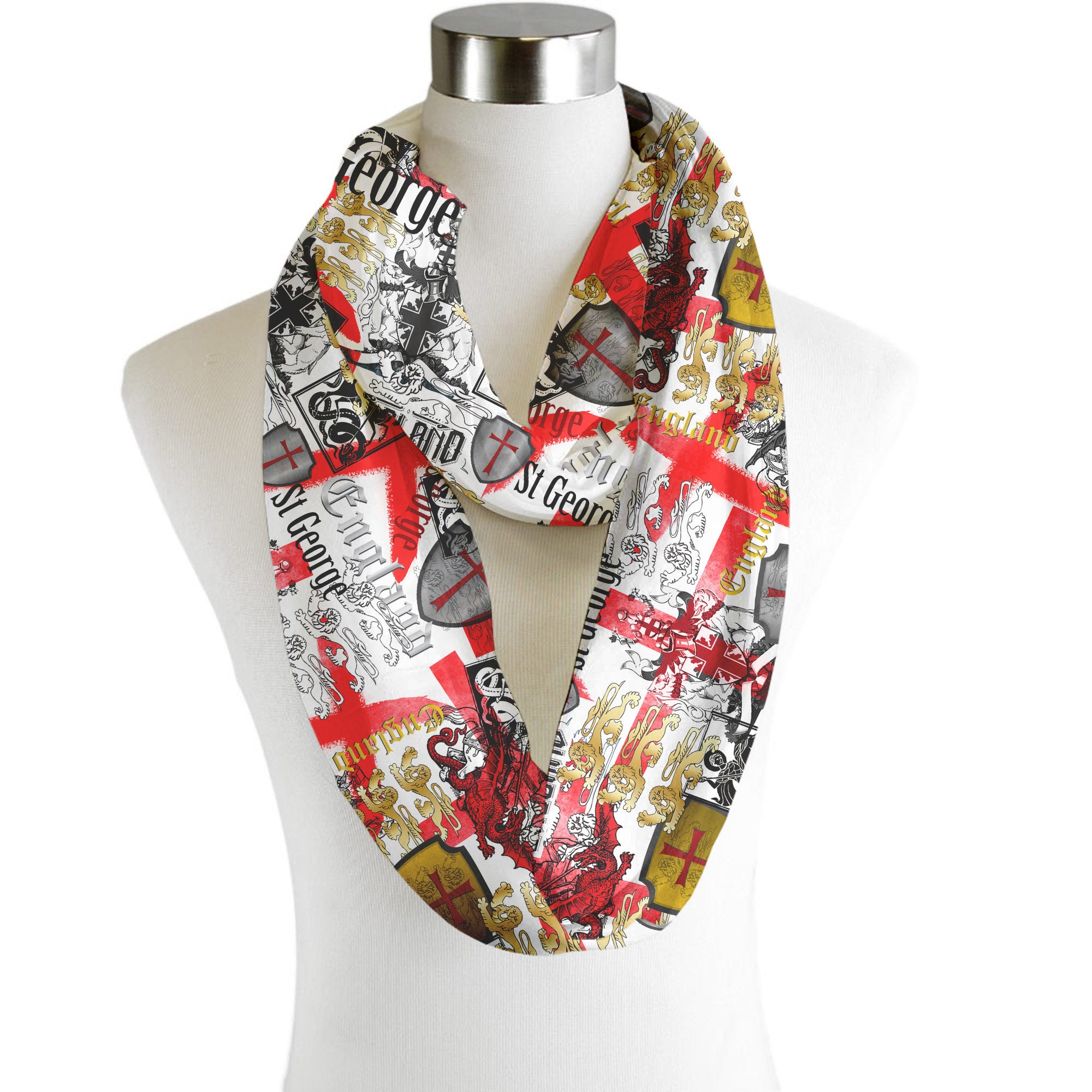 England St George All Over Infinity Scarf Chiffon 