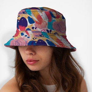 Abstract Doodle Bucket Hat -  Fashion Sun Cap Packable Outdoor Fisherman Hat Unisex