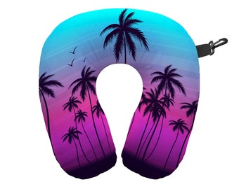 Colourful Palm Silhouettes Travel Neck Pillow - Neck Support Cushion