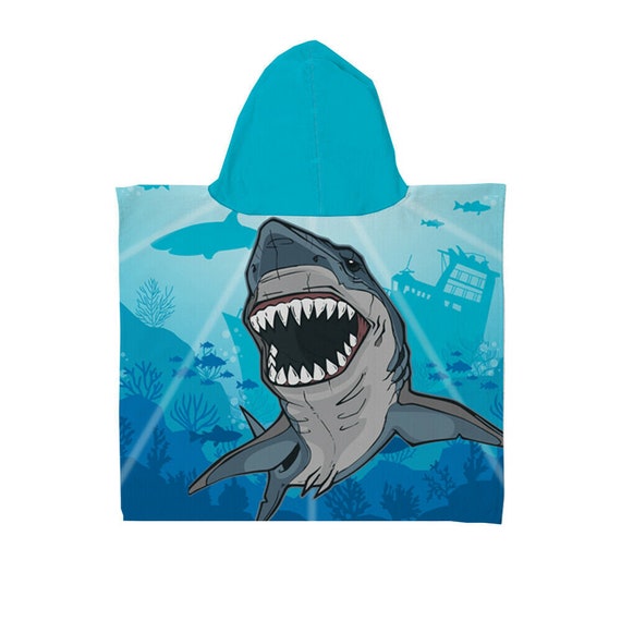 Personalised Kids Hooded Towel Shark Etsy Ireland