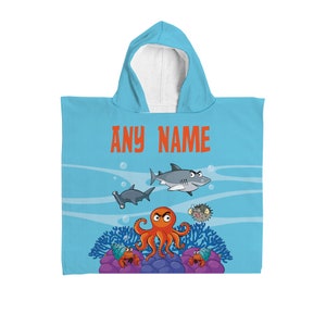 Personalised Kids Hooded Towel - Under the Sea