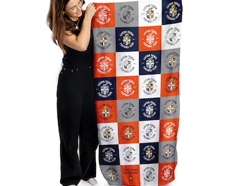 Luton Town FC Chequered - Personalised Lightweight, Microfibre Beach Towel - 150cm x 75cm - Officially Licenced