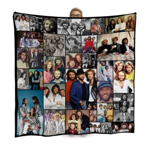 Bee Gees Celebrity Montage Fleece Throw Blanket | 150cm x 150cm Large Fleece Blanket | Made In England
