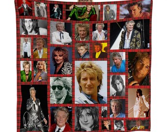 Rod Stewart Celebrity Montage Fleece Throw Blanket | 150cm x 150cm Large Fleece Blanket | Made In England