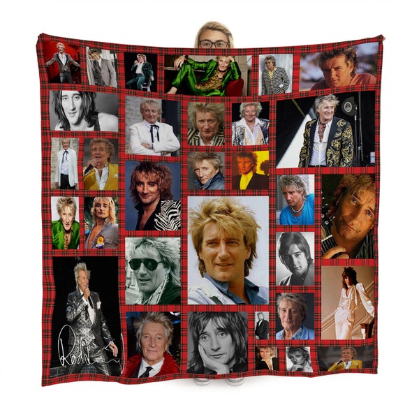 Rod Stewart Celebrity Montage Fleece Throw Blanket | 150cm x 150cm Large Fleece Blanket | Made In England