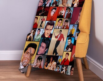 Manta polar de Elvis Presley, coloreada, de 150 x 150 cm. Fabricada en Inglaterra.