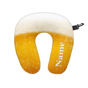 Personalised Lager Beer Travel Neck Pillow - Neck Support Cushion