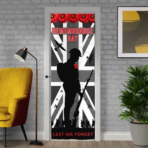 Remembrance Day - Black and White Solider - Door Banner- Poppy - Party Banner