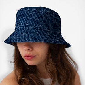 Denim Print Bucket Hat -  Fashion Sun Cap Packable Outdoor Fisherman Hat Unisex