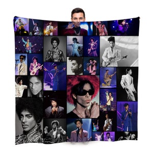 Prince Celebrity Montage Fleece Throw Blanket | 150cm x 150cm Large Fleece Blanket | Made In England