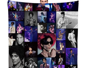 Prince Celebrity Montage Fleece Throw Blanket | 150cm x 150cm Large Fleece Blanket | Made In England
