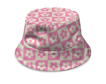 Geruite vissershoed met bloemenpatroon - modieuze zonnehoed opvouwbare vissershoed uniseks