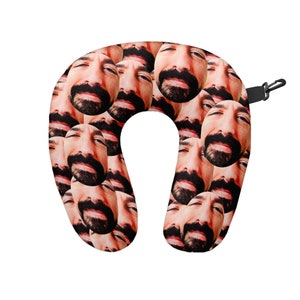 Cara personalizada en toda la almohada de cuello de viaje - Cojín de soporte para el cuello