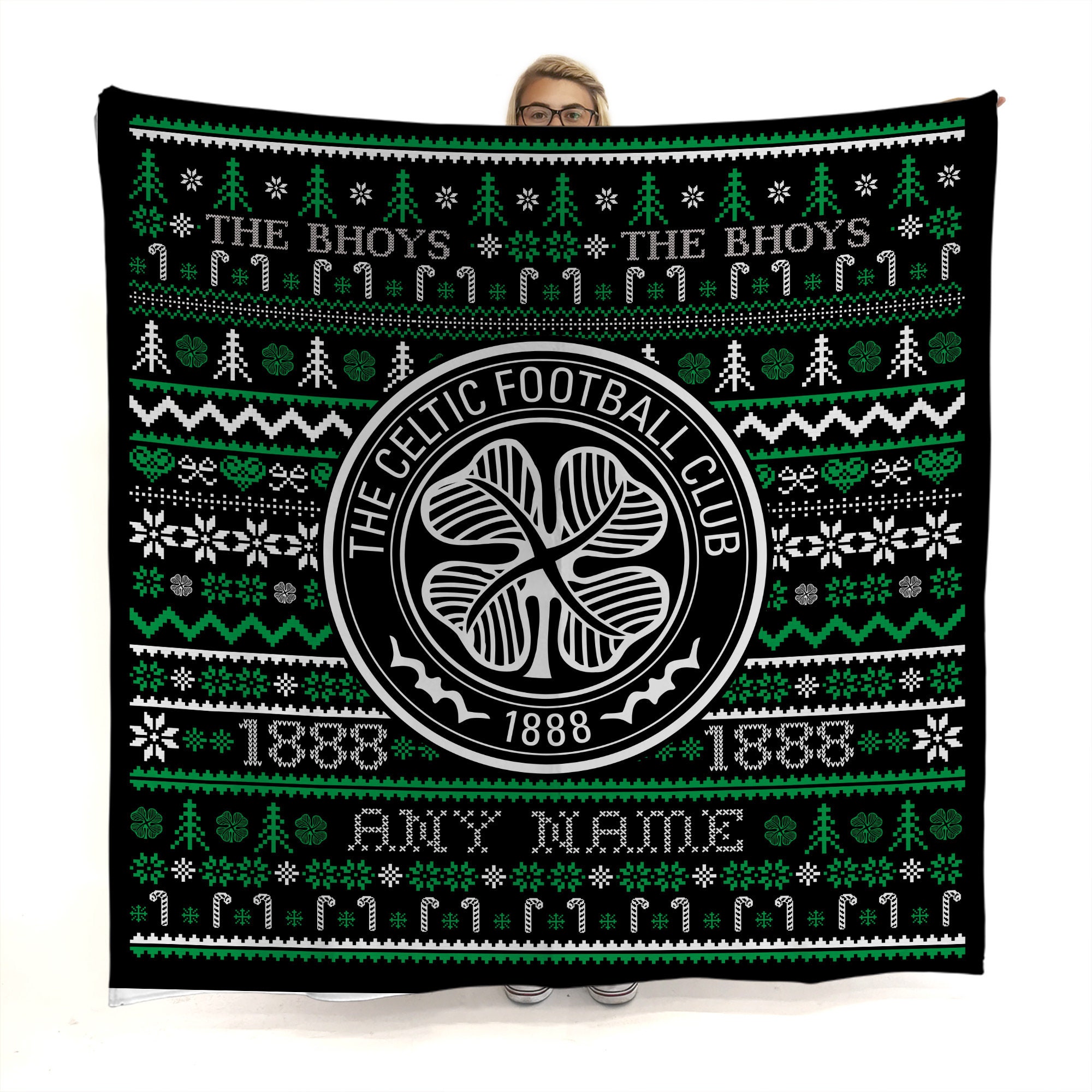 Celtic FC Christmas Jumper Fleece Blanket Officially Licenced Etsy Canada