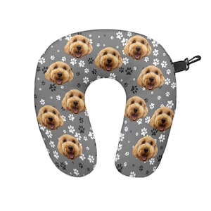 Personalised Paw Print Pet Face 3 Travel Neck Pillow - Neck Support Cushion