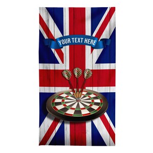 Personalised Union Jack Flag Darts towel - Lightweight, Microfibre Retro Beach Towel - 150cm x 75cm
