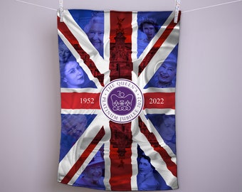 British Made Gifts -Platinum Jubilee - A look back in time - Tea Towel
