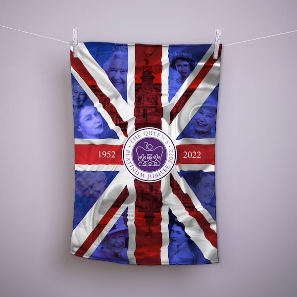 British Made Gifts -Platinum Jubilee - A look back in time - Tea Towel