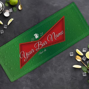 Bar Mat Printing Personalised Neon Cocktail Bar Mat / Bar Runner - Custom Text For Home Pub, Party, Or Special Occasion Personalised Bar Runner - Foto 3