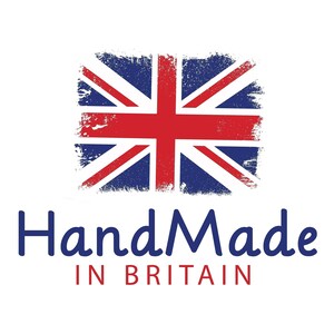 May include: A distressed, vintage-style Union Jack flag with the text "Handmade in Britain" below it.
