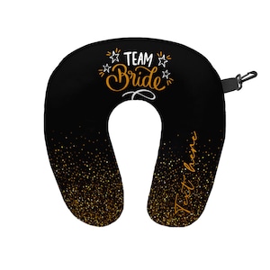 Personalised Team Bride Glitter Effect Travel Neck Pillow - Neck Support Cushion