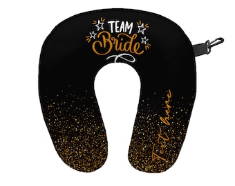 Personalised Team Bride Glitter Effect Travel Neck Pillow - Neck Support Cushion