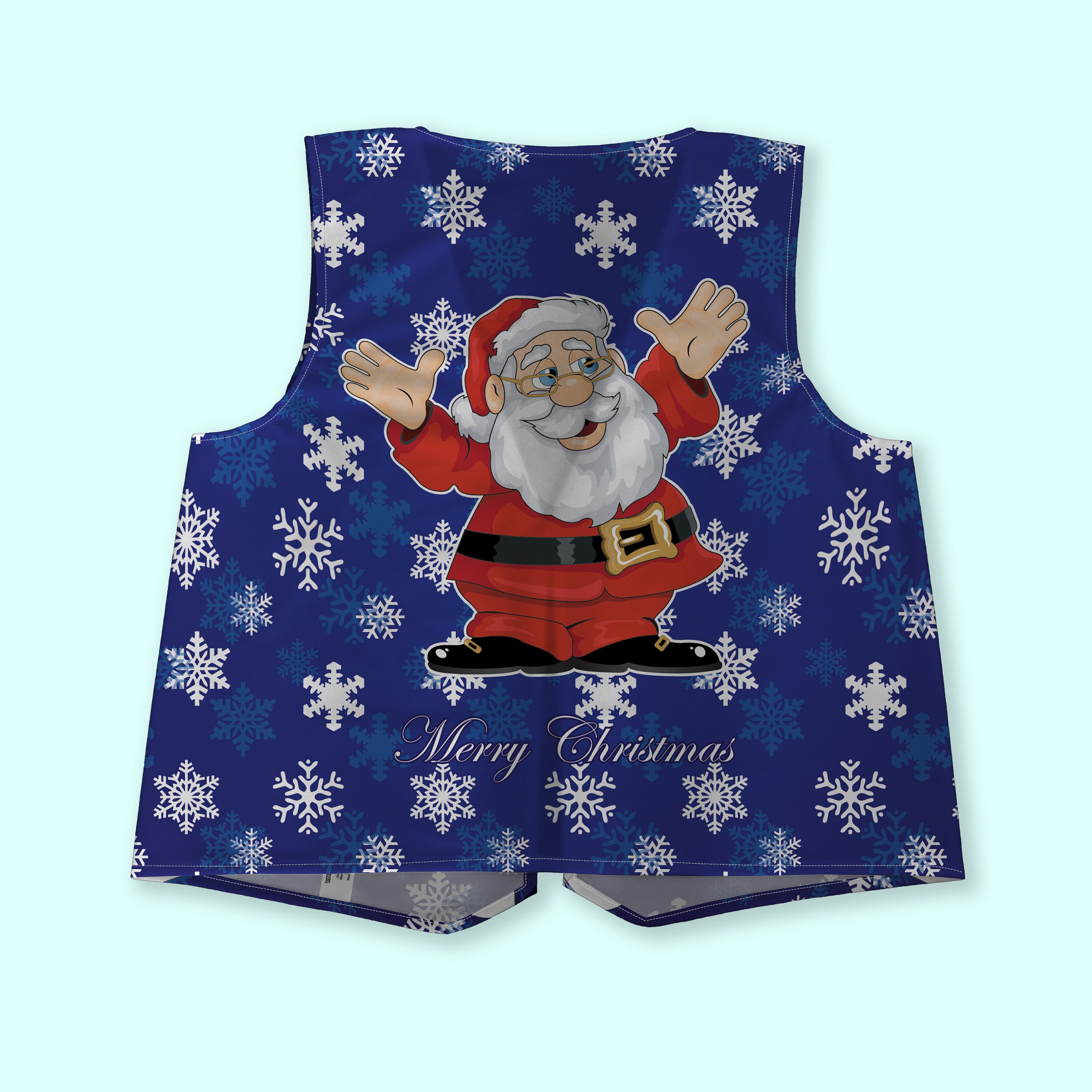 Cartoon Santa Blue Waistcoat Fancy Dress Novelty Party Dress up
