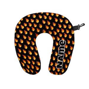 Personalised Flames All Over Travel Neck Pillow - Neck Support Cushion