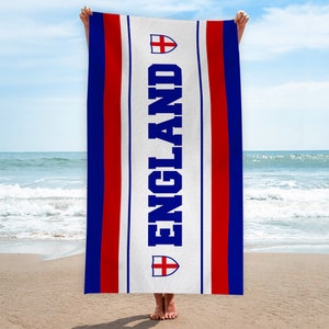England - Euro&#39;s - Stripe - St George - Football Beach Towel - 150cm x 75cm