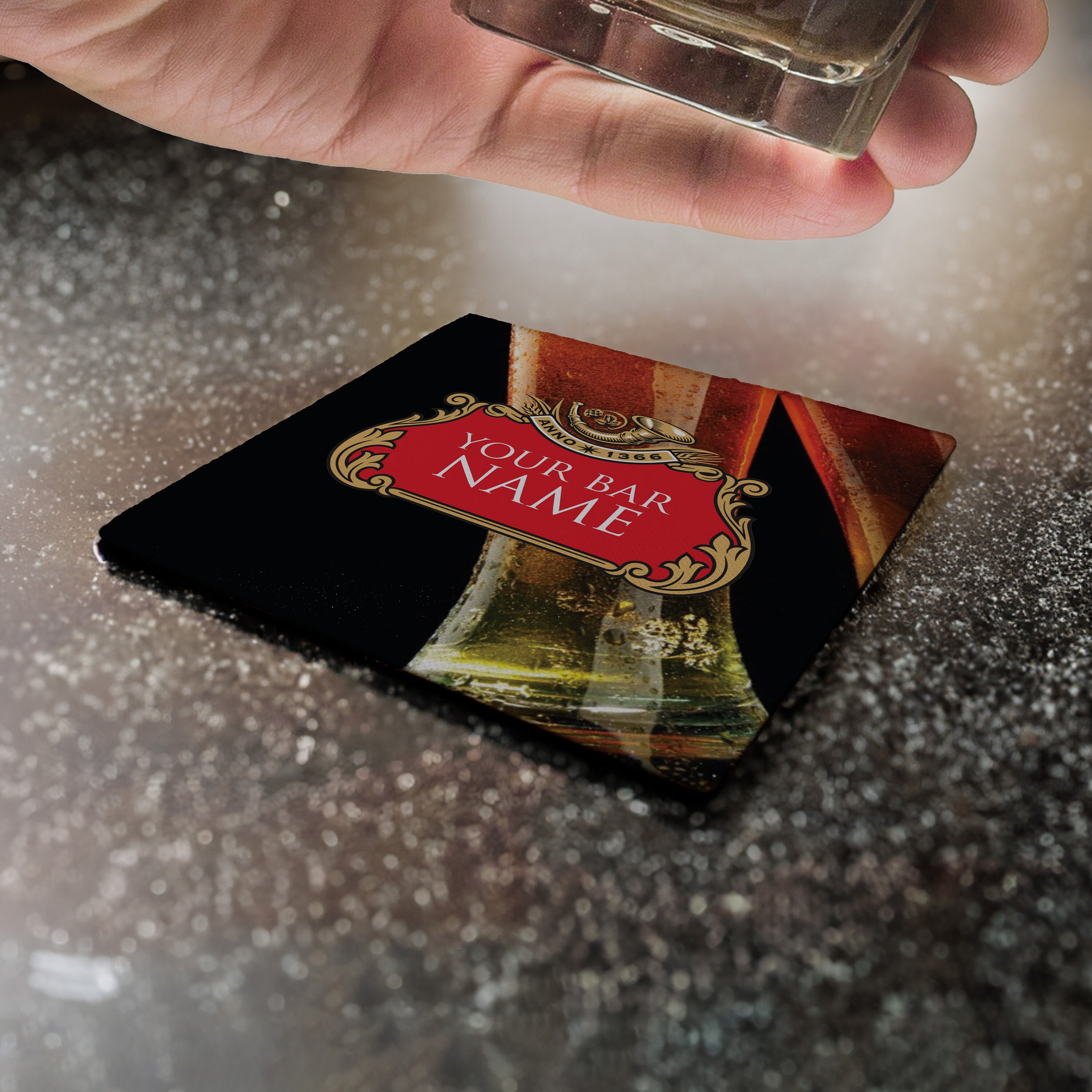 Personalised Red Beer Label Design - Drinks Coaster - Round or Square ...