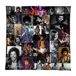 Jimi Hendrix Berühmtheit Montage Fleece Decke | 150 cm x 150 cm große Fleecedecke | Hergestellt in England