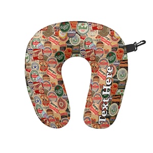 Personalised Beer Mats Travel Neck Pillow - Neck Support Cushion