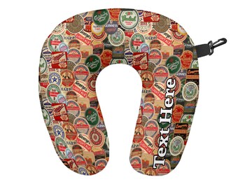 Personalised Beer Mats Travel Neck Pillow - Neck Support Cushion