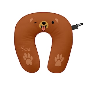 Personalised Cartoon Teddy Bear Travel Neck Pillow - Neck Support Cushion