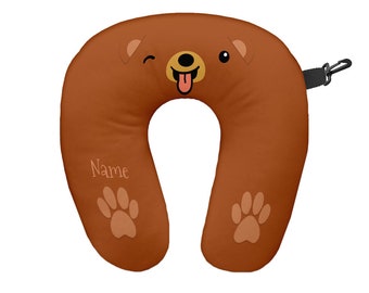 Personalised Cartoon Teddy Bear Travel Neck Pillow - Neck Support Cushion