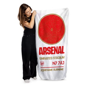 Arsenal FC Map White Beach Towel - 150cm x 75cm - Offiziell lizenziert