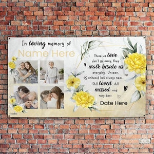 In Loving Memory - Yellow Flowers Personalised Photo 5ft X 3ft Banner ...