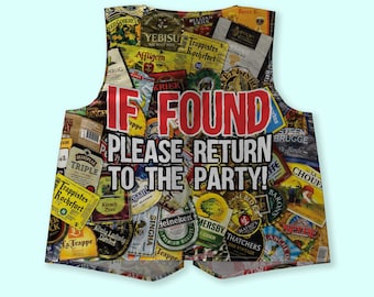 If Found Return To Party Waistcoat | Fancy Dress | Novelty Party Dress Up