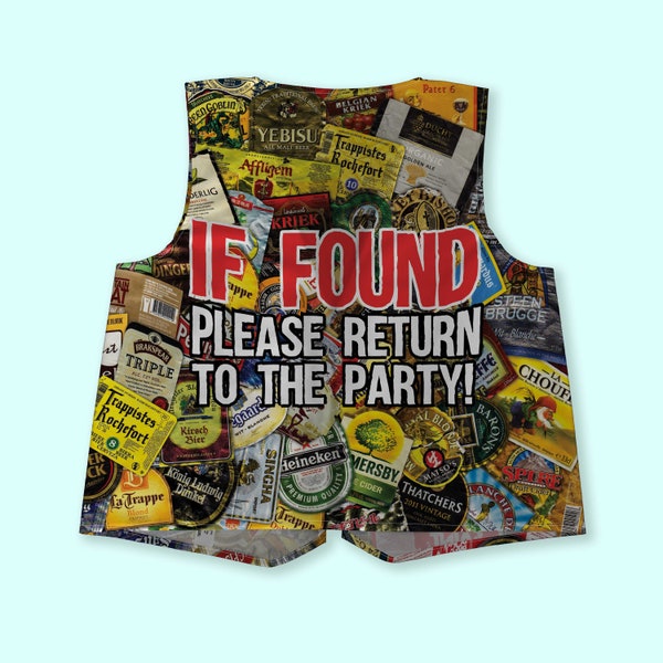 If Found Return To Party Waistcoat | Fancy Dress | Novelty Party Dress Up