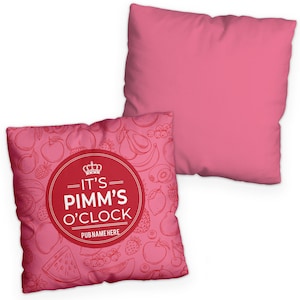 Pimm&#39;s Pink Pattern - 45cm X 45cm - Drinks brand inspired personalised cushion