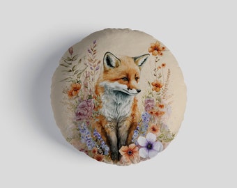 Watercolour Woodland Fox 14" Round Throw Cushion
