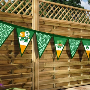 St Patrick&#39;s Day - Celebration - Paddy&#39;s Day - 3m Fabric Bunting With 15 Individual Triangles