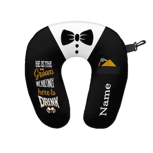 Personalised Groom Tuxedo Travel Neck Pillow - Neck Support Cushion