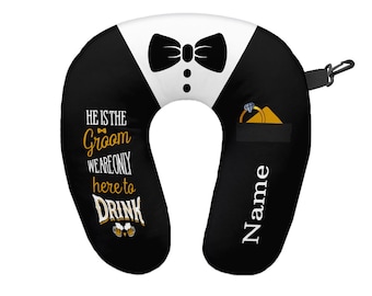 Almohada de cuello de viaje de esmoquin de novio personalizada - Cojín de soporte para el cuello
